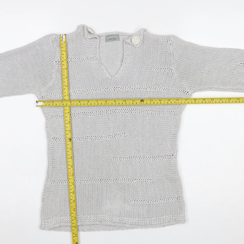 Marks and Spencer Per Una Women’s Grey Cotton V-Neck Knit Jumper M