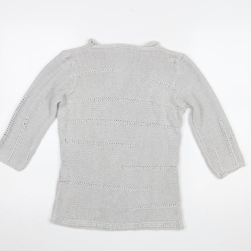 Marks and Spencer Per Una Women’s Grey Cotton V-Neck Knit Jumper M