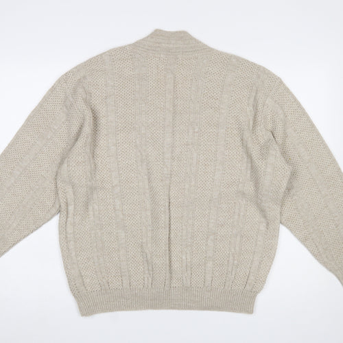 Marks & Spencer Men’s Beige V-Neck Cable-Knit Jumper Medium