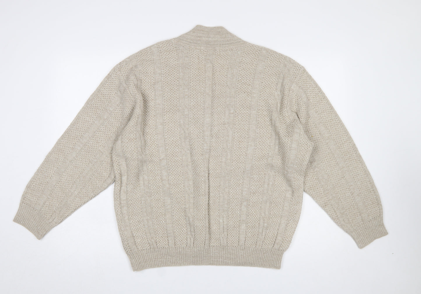Marks & Spencer Men’s Beige V-Neck Cable-Knit Jumper Medium