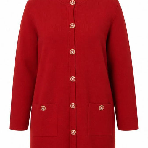 Grazia Women's Red Merino Wool Blend Long Sleeve Cardigan Size 16