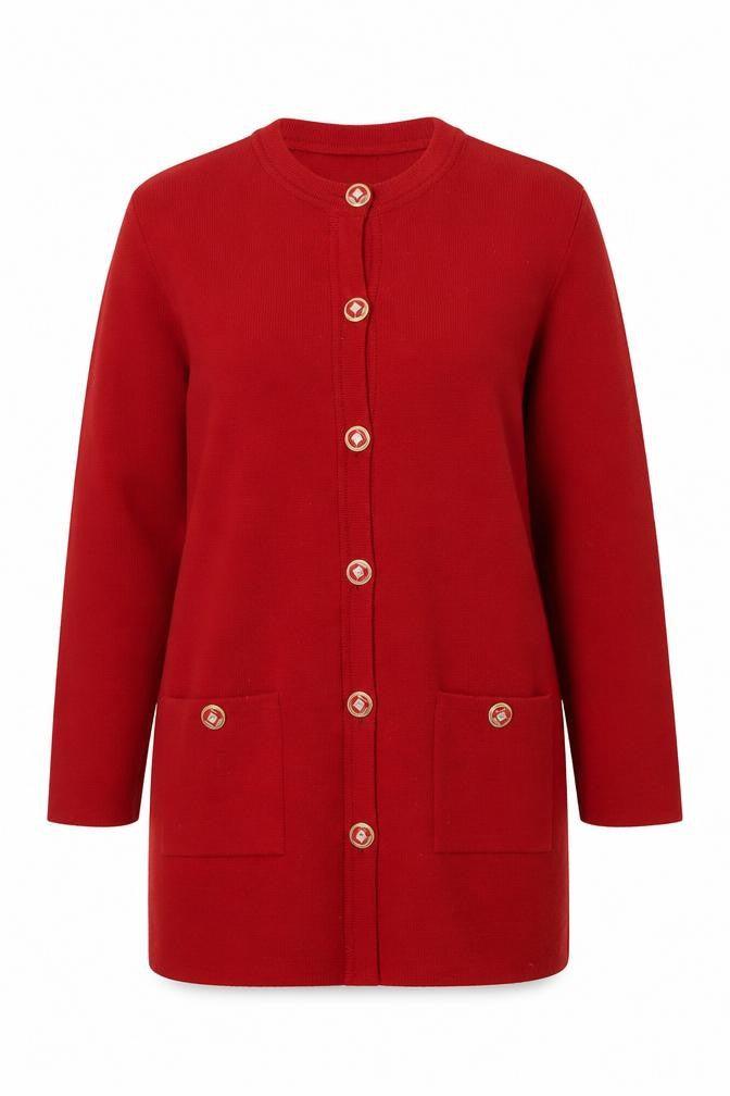 Grazia Women's Red Merino Wool Blend Long Sleeve Cardigan Size 16