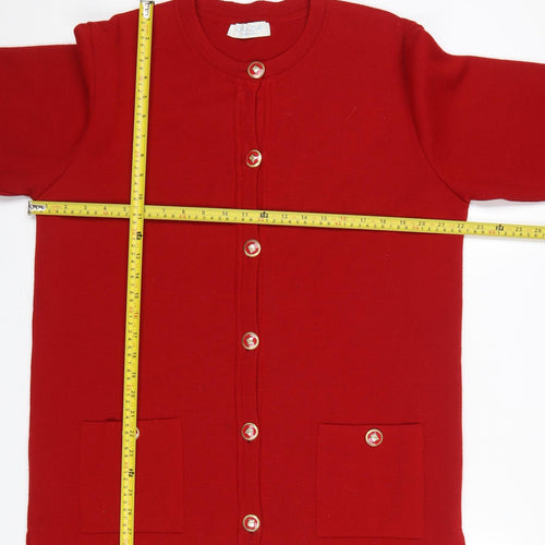 Grazia Women's Red Merino Wool Blend Long Sleeve Cardigan Size 16