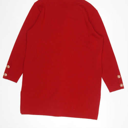 Grazia Women's Red Merino Wool Blend Long Sleeve Cardigan Size 16