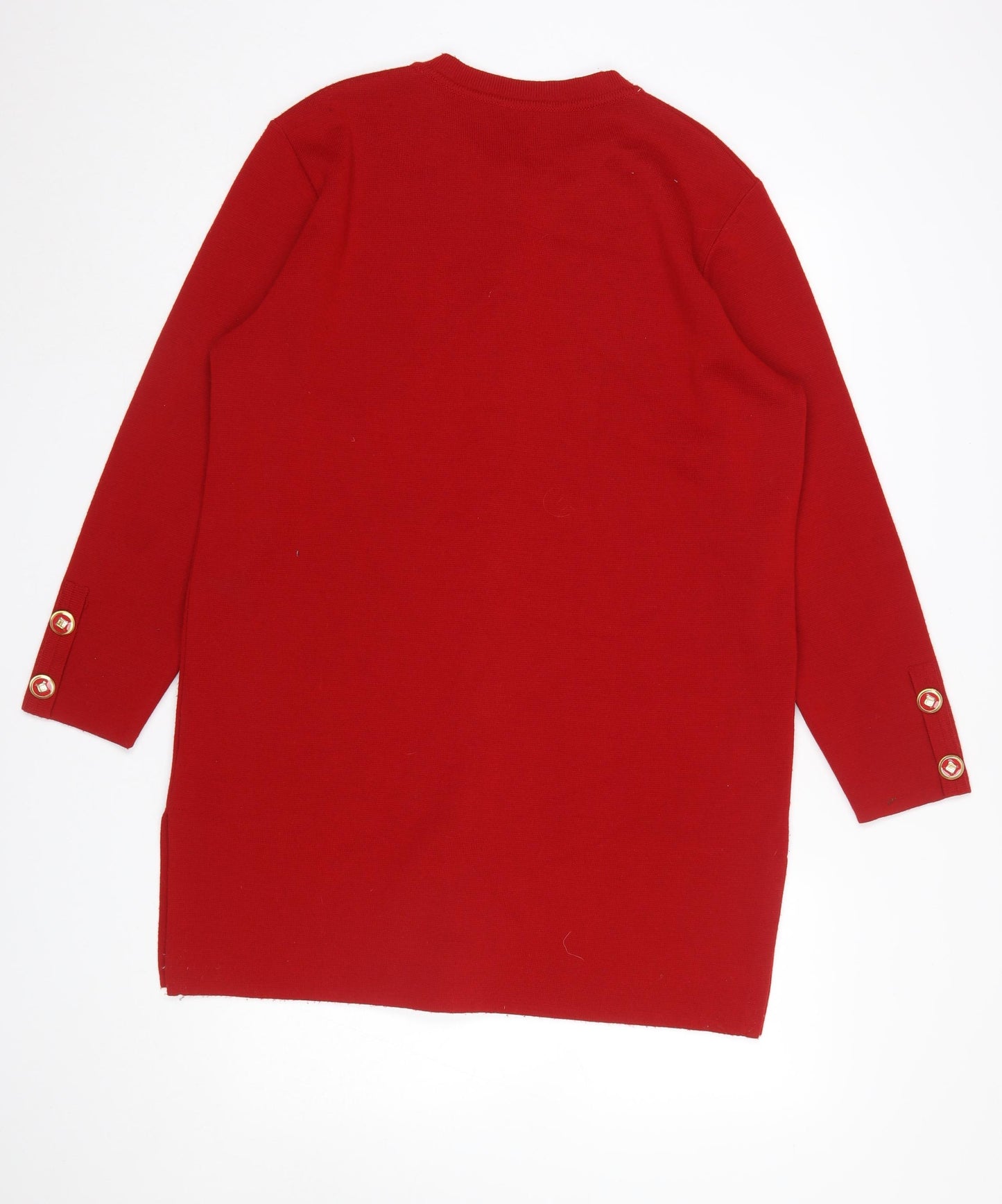 Grazia Women's Red Merino Wool Blend Long Sleeve Cardigan Size 16