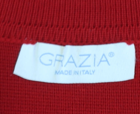 Grazia Women's Red Merino Wool Blend Long Sleeve Cardigan Size 16