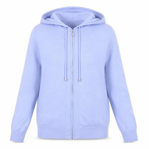Marks & Spencer Women Blue Hooded Full Zip Knit Jumper Size S