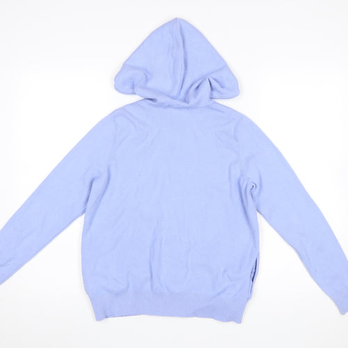 Marks & Spencer Women Blue Hooded Full Zip Knit Jumper Size S