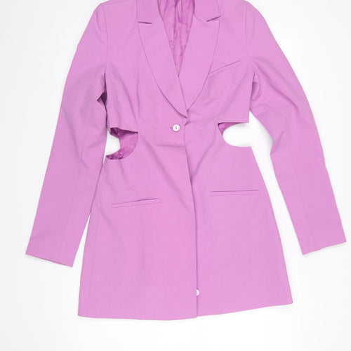 Zara Women Pink Cut-Out Blazer Jacket Size S Long Sleeve Single Breasted
