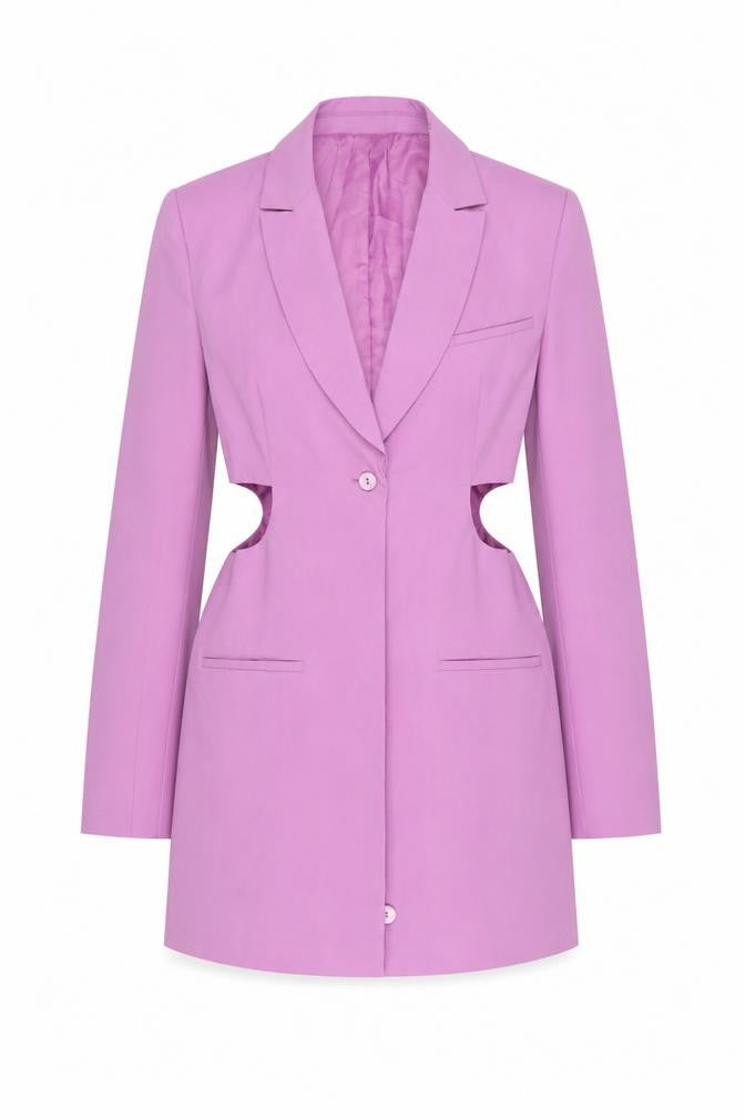 Zara Women Pink Cut-Out Blazer Jacket Size S Long Sleeve Single Breasted