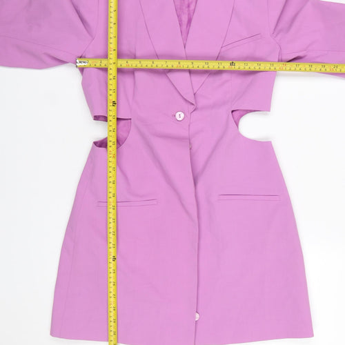 Zara Women Pink Cut-Out Blazer Jacket Size S Long Sleeve Single Breasted