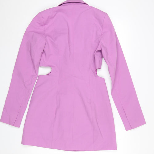 Zara Women Pink Cut-Out Blazer Jacket Size S Long Sleeve Single Breasted