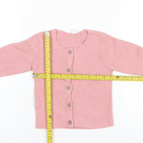 H&M Girls Pink Cotton Knit Cardigan 2-3 Years Long Sleeve Button Front