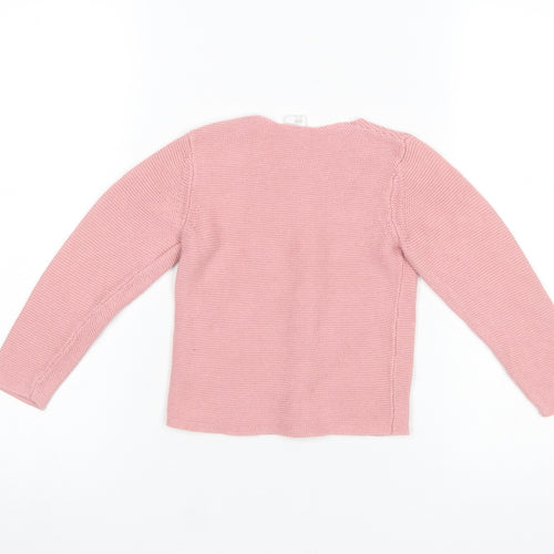 H&M Girls Pink Cotton Knit Cardigan 2-3 Years Long Sleeve Button Front