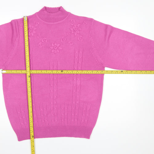 Amalina Women's Pink Acrylic Cable Knit Mock Neck Jumper Size 12/14