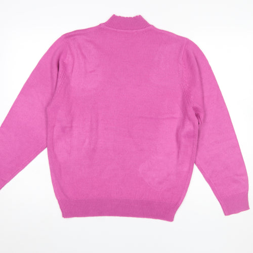 Amalina Women's Pink Acrylic Cable Knit Mock Neck Jumper Size 12/14