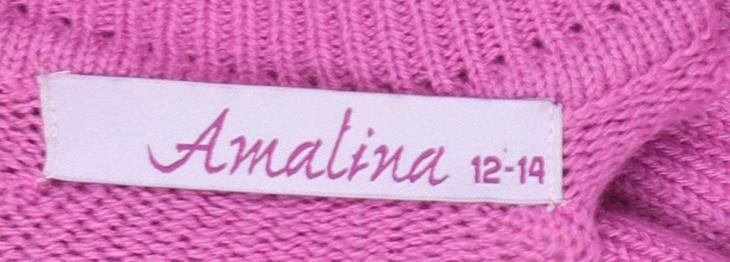 Amalina Women's Pink Acrylic Cable Knit Mock Neck Jumper Size 12/14