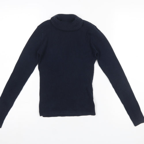Next Girls Blue Roll Neck Ribbed Knit Jumper 12 Years