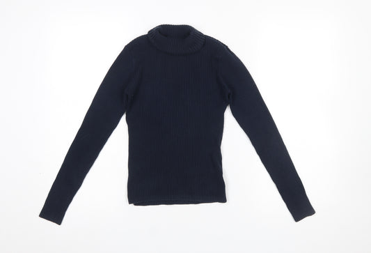 Next Girls Blue Roll Neck Ribbed Knit Jumper 12 Years