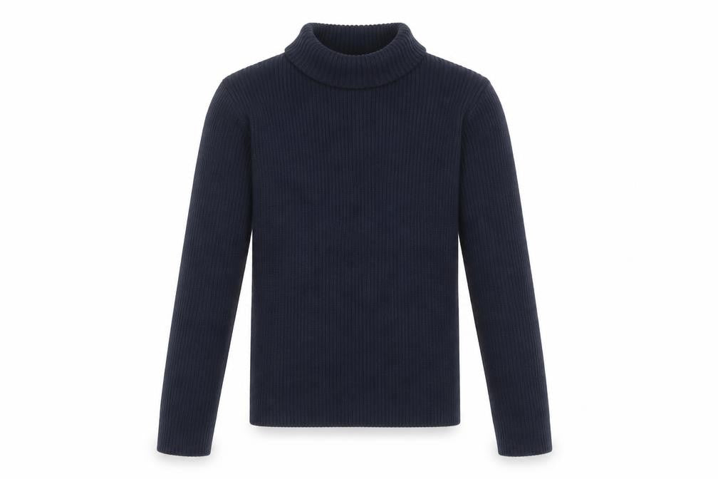 Front view of Next girls’ blue roll neck ribbed knit jumper 12 years
