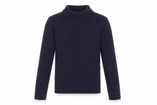 Front view of Next girls’ blue roll neck ribbed knit jumper 12 years