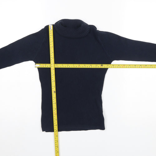 Next Girls Blue Roll Neck Ribbed Knit Jumper 12 Years