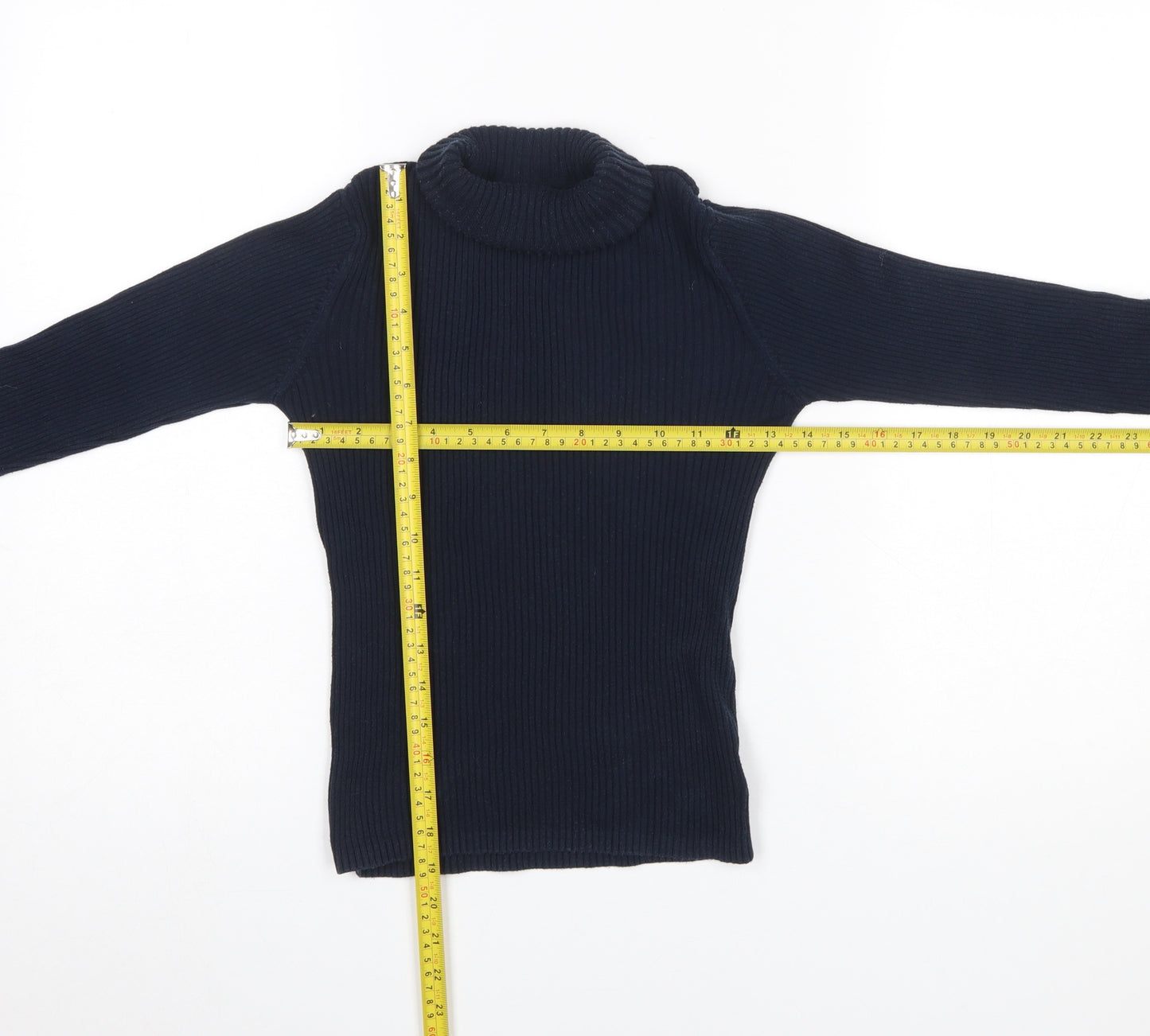 Next Girls Blue Roll Neck Ribbed Knit Jumper 12 Years