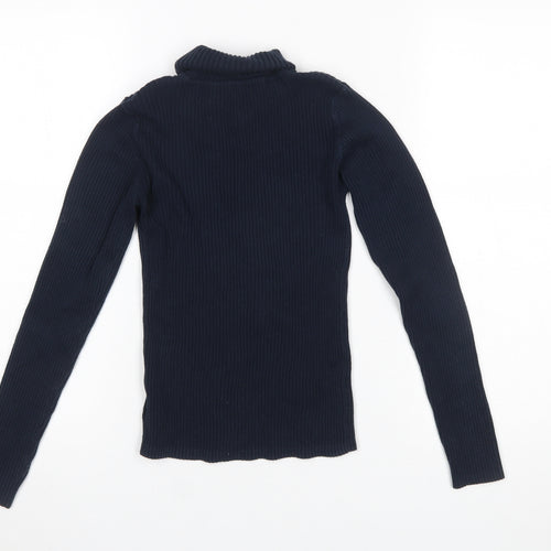 Next Girls Blue Roll Neck Ribbed Knit Jumper 12 Years