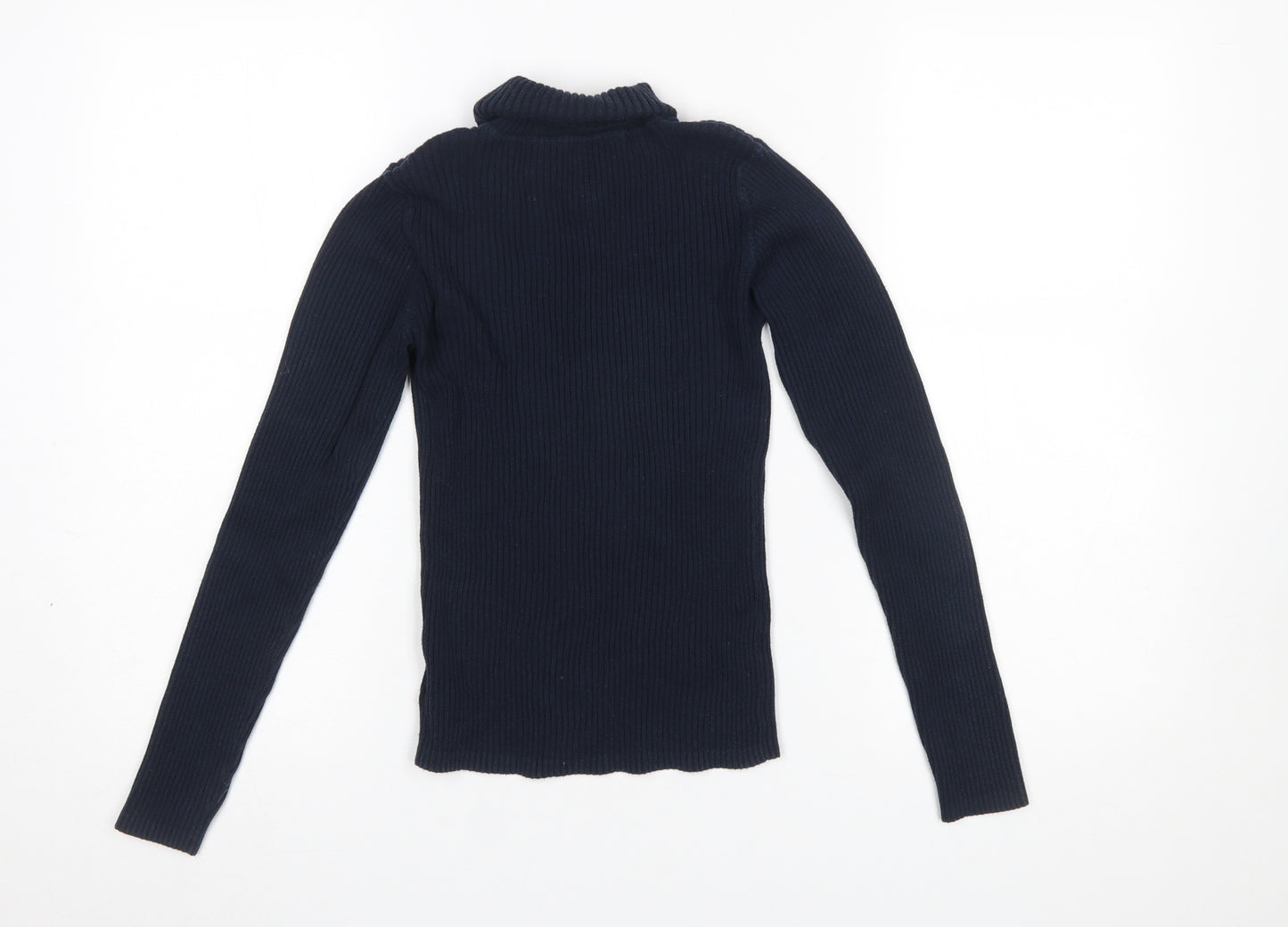 Next Girls Blue Roll Neck Ribbed Knit Jumper 12 Years