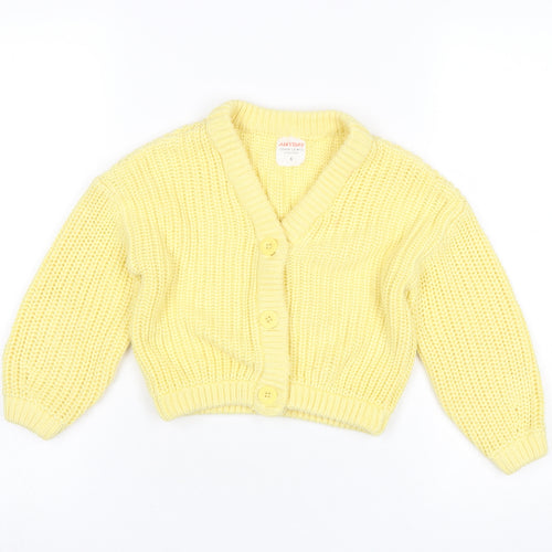 John Lewis Anyday Girls Yellow Cotton Acrylic Button Cardigan Age 6