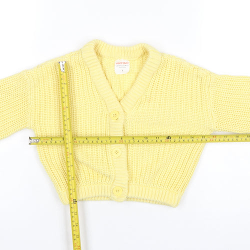 John Lewis Anyday Girls Yellow Cotton Acrylic Button Cardigan Age 6