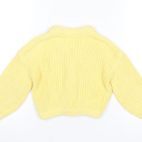 John Lewis Anyday Girls Yellow Cotton Acrylic Button Cardigan Age 6
