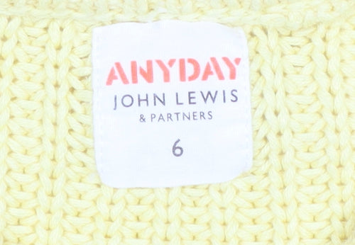 John Lewis Anyday Girls Yellow Cotton Acrylic Button Cardigan Age 6