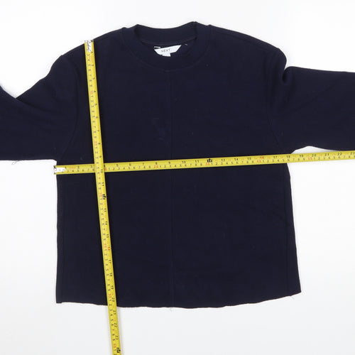 Next Women Blue Cotton Blend Crew Neck Jumper Size S