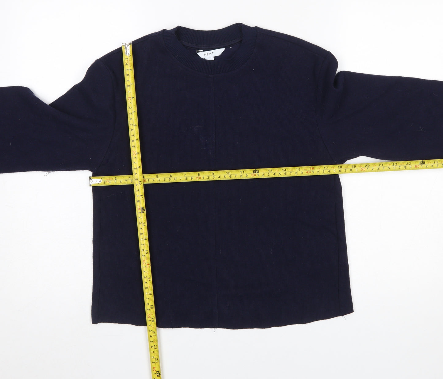 Next Women Blue Cotton Blend Crew Neck Jumper Size S