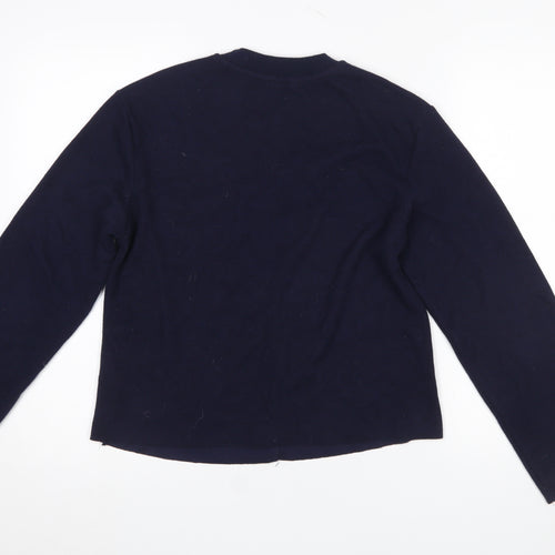 Next Women Blue Cotton Blend Crew Neck Jumper Size S