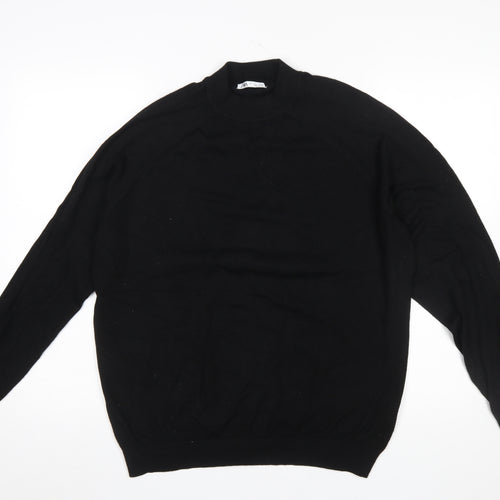 ZARA Womens Black Mock Neck Pullover Knit Jumper Size L