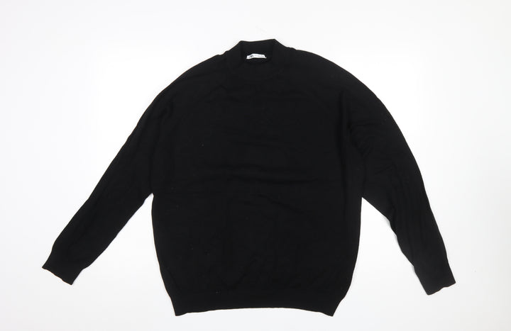 ZARA Womens Black Mock Neck Pullover Knit Jumper Size L