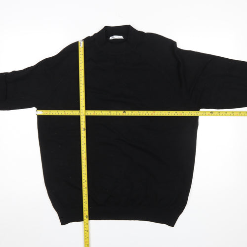 ZARA Womens Black Mock Neck Pullover Knit Jumper Size L