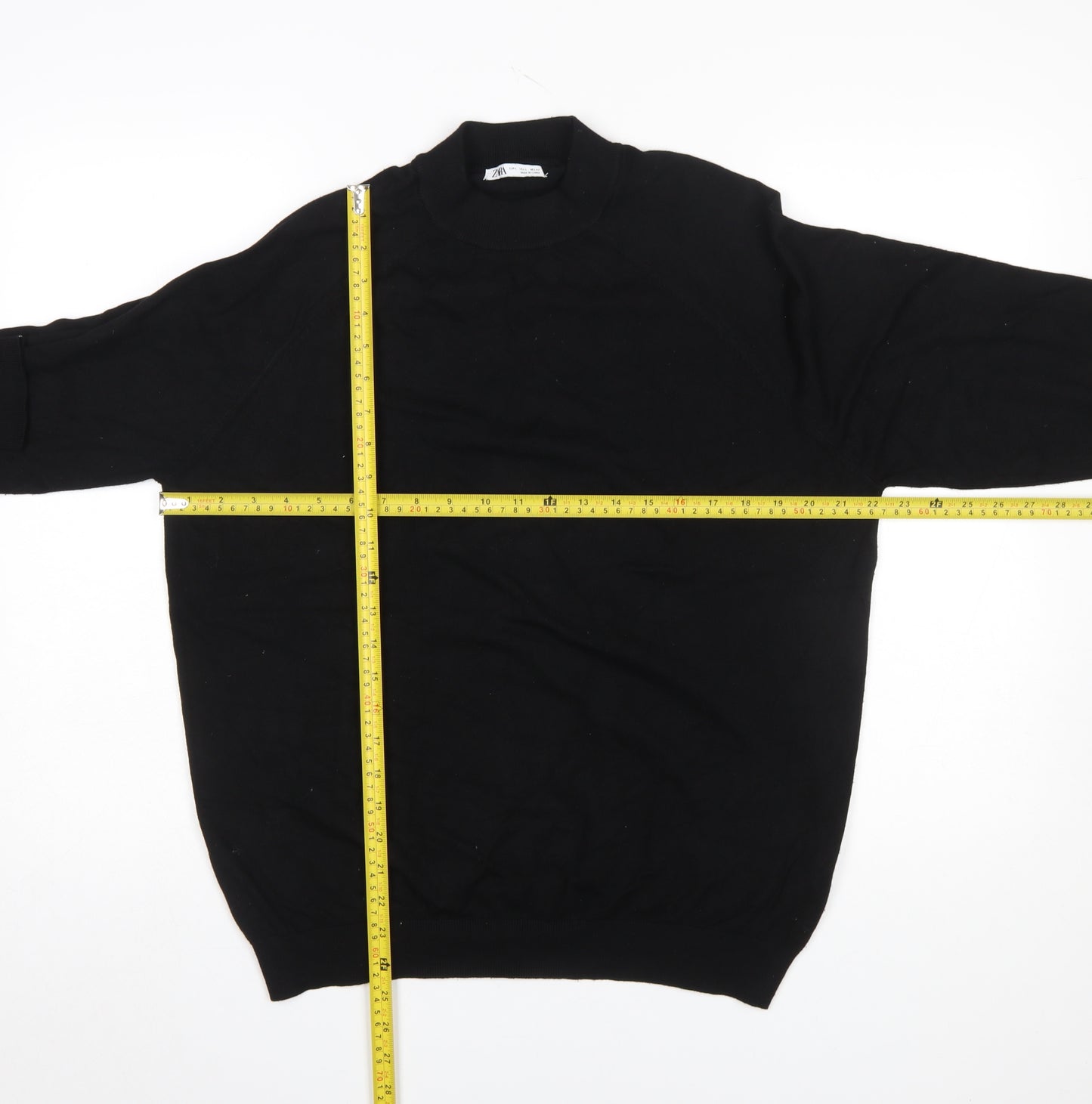 ZARA Womens Black Mock Neck Pullover Knit Jumper Size L