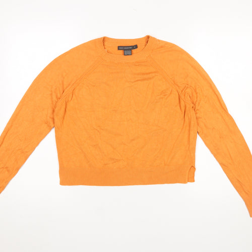 French Connection Women's Orange Crew Neck Viscose Knit Jumper Size S