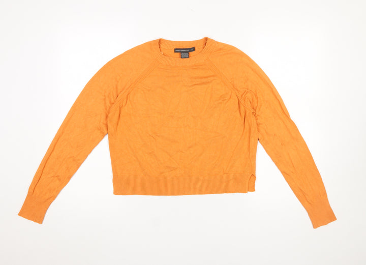 French Connection Women's Orange Crew Neck Viscose Knit Jumper Size S