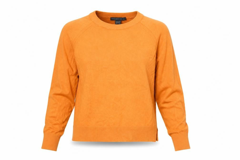 Front view of French Connection Women's Orange Crew Neck Viscose Knit Jumper, size S