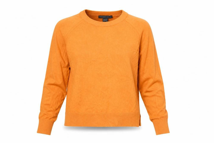 French Connection Women's Orange Crew Neck Viscose Knit Jumper Size S
