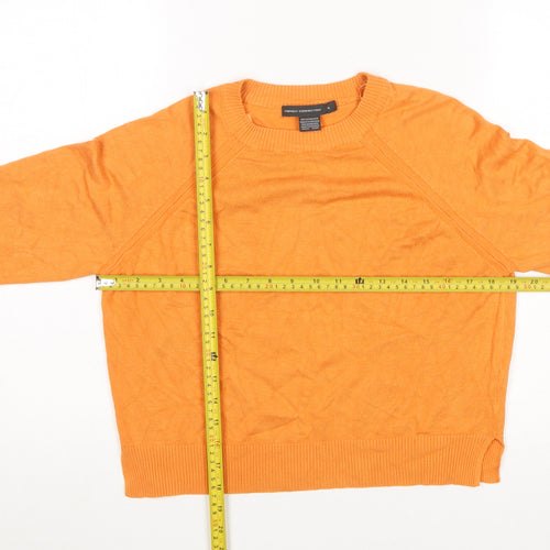 French Connection Women's Orange Crew Neck Viscose Knit Jumper Size S