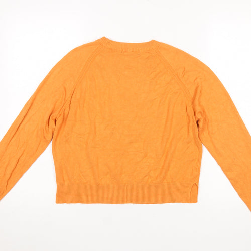 French Connection Women's Orange Crew Neck Viscose Knit Jumper Size S