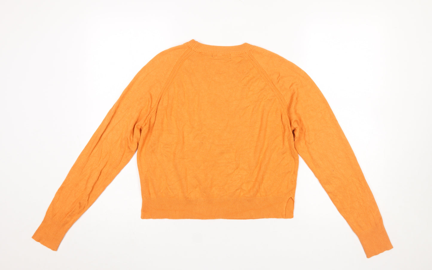 French Connection Women's Orange Crew Neck Viscose Knit Jumper Size S