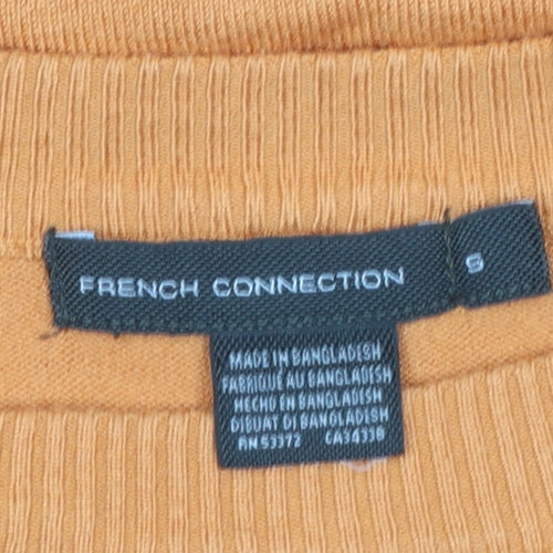 French Connection Women's Orange Crew Neck Viscose Knit Jumper Size S