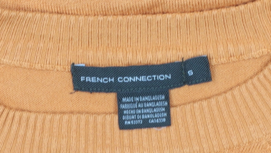 French Connection Women's Orange Crew Neck Viscose Knit Jumper Size S