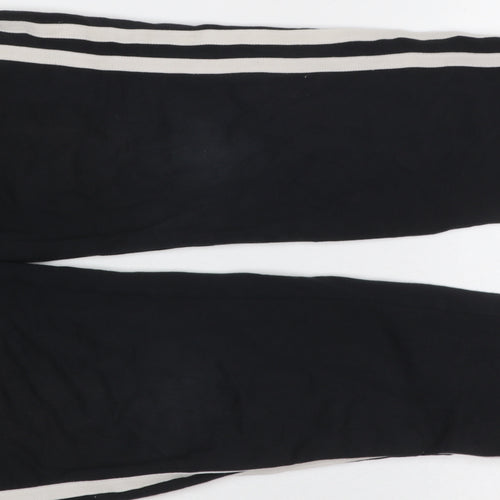 Adidas Girls Black Ankle Leggings 11-12 Years Cotton Stretch Side Stripe